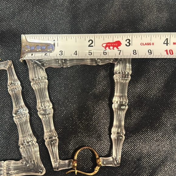 Gold & Honey Clear Lucite Bamboo Hoop Earrings - Picture 5 of 5